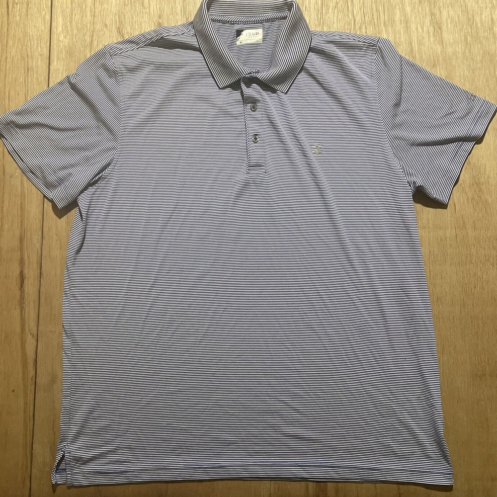 IZOD Golf Polo‎ Shirt Blue White Striped Men’s Size XL